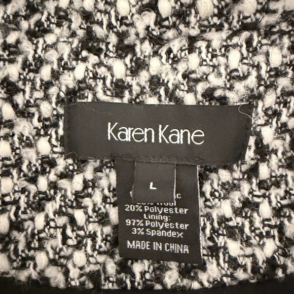 Women's Karen Kane Black And White 30% Wool Tweed Blazer Size Large With Pockets - Picture 9 of 12